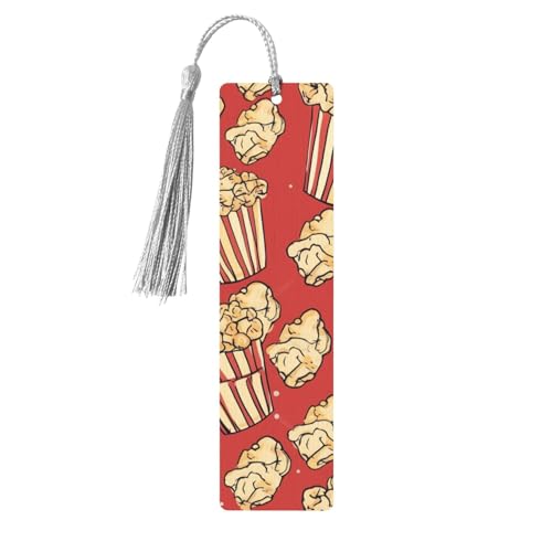 Lesezeichen-Ornament mit Popcorn-Aufdruck, Lesezeichen aus Holz mit Quaste, Lesezeichen für Buchliebhaber, Seitenmarker, Lesegeschenke für Frauen und Männer, handgefertigtes Lesezeichen-Etikett aus Lesezeichen-Ornament mit Popcorn-Aufdruck, Lesezeichen aus Holz mit Quaste, Lesezeichen für Buchliebhaber, Seitenmarker, Lesegeschenke für Frauen und Männer, handgefertigtes Lesezeichen-Etikett aus von FWJZDSP