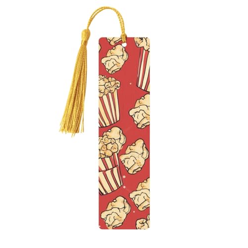 Lesezeichen-Ornament mit Popcorn-Aufdruck, Lesezeichen aus Holz mit Quaste, Lesezeichen für Buchliebhaber, Seitenmarker, Lesegeschenke für Frauen und Männer, handgefertigtes Lesezeichen-Etikett aus Lesezeichen-Ornament mit Popcorn-Aufdruck, Lesezeichen aus Holz mit Quaste, Lesezeichen für Buchliebhaber, Seitenmarker, Lesegeschenke für Frauen und Männer, handgefertigtes Lesezeichen-Etikett aus von FWJZDSP