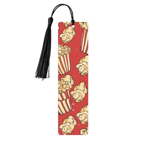 Lesezeichen-Ornament mit Popcorn-Aufdruck, Lesezeichen aus Holz mit Quaste, Lesezeichen für Buchliebhaber, Seitenmarker, Lesegeschenke für Frauen und Männer, handgefertigtes Lesezeichen-Etikett aus Lesezeichen-Ornament mit Popcorn-Aufdruck, Lesezeichen aus Holz mit Quaste, Lesezeichen für Buchliebhaber, Seitenmarker, Lesegeschenke für Frauen und Männer, handgefertigtes Lesezeichen-Etikett aus von FWJZDSP