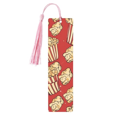 Lesezeichen-Ornament mit Popcorn-Aufdruck, Lesezeichen aus Holz mit Quaste, Lesezeichen für Buchliebhaber, Seitenmarker, Lesegeschenke für Frauen und Männer, handgefertigtes Lesezeichen-Etikett aus Lesezeichen-Ornament mit Popcorn-Aufdruck, Lesezeichen aus Holz mit Quaste, Lesezeichen für Buchliebhaber, Seitenmarker, Lesegeschenke für Frauen und Männer, handgefertigtes Lesezeichen-Etikett aus von FWJZDSP