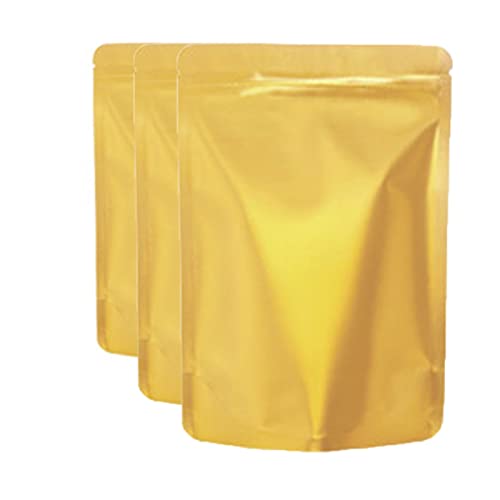 FWKTG 50 Stück Folienbeutel Wiederverschließbare Geruchssichere Taschen Mylar Beutel Ziplock Foliensäcke Reißverschluss Alufolie Mylar Tachen (Color : Gold, Size : 15x22cm) von FWKTG