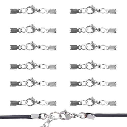 12 Stück Edelstahl Verschluss, Lederband Kette, Karabinerverschluss, Schmuckherstellung Karabiner, Armband Verschluss für Ketten, Lederband, Handmade Schmuck, DIY 12 Stück Edelstahl Verschluss, Lederband Kette, Karabinerverschluss, Schmuckherstellung Karabiner, Armband Verschluss für Ketten, Lederband, Handmade Schmuck, DIY von FWORUAIS