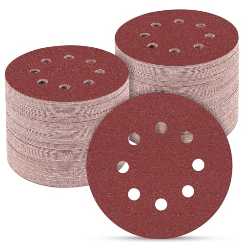 36 Stück Schleifpapier 125mm Klett, Profi 125 Schleifscheiben Rund 8 Loch für Exzenterschleifer（Mit Körnung 40/60/80/120/240/320） von FWORUAIS