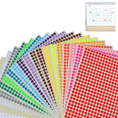 8160 Stück Bunte Selbstklebende Klebepunkte Aufkleber 6mm Runde Punktaufkleber 20 Farben Kleine Farbkodierung Etiketten Markierungspunkte zum Beschriften (6mm) von FWORUAIS