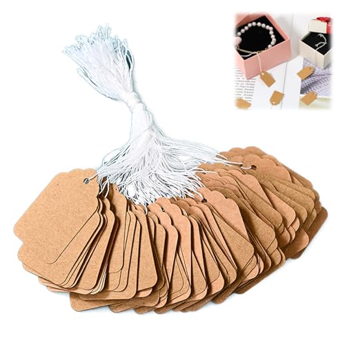 Preisschilder, braune Kraftpapier-Preisetiketten mit Schnur, kleines Preisschild zum Aufhängen, für Schmuck, Kleidung, handgefertigtes Handwerk, braune Etiketten mit Schnur für Einzelhandel Preisschilder, braune Kraftpapier-Preisetiketten mit Schnur, kleines Preisschild zum Aufhängen, für Schmuck, Kleidung, handgefertigtes Handwerk, braune Etiketten mit Schnur für Einzelhandel von FWORUAIS