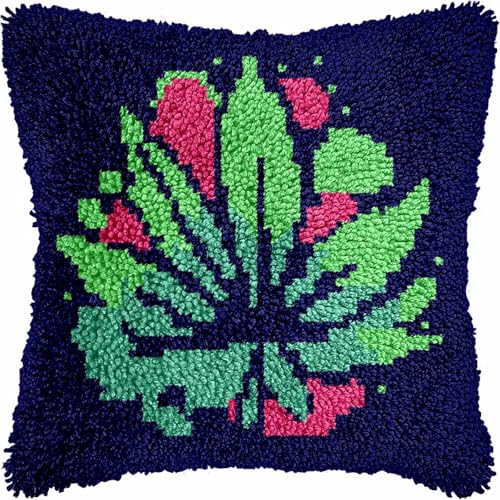 KnüpfKissen Set Erwachsene Kinder mit vordruck Cannabis Marihuana Hanf Blätter knüpfteppich zum selber knüpfen Kissenbezug Anfänger DIY Handarbeit Stickerei Sets Handgemachtes Handwerk Sofa Wohnkultur von FWRTYCB