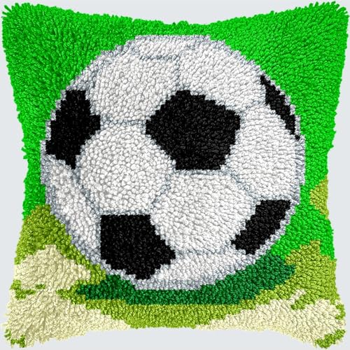 KnüpfKissen Set Erwachsene Kinder mit vordruck Fußball Fußball Gras Land Grün knüpfteppich zum selber knüpfen Kissenbezug Anfänger DIY Handarbeit Stickerei Sets Handgemachtes Handwerk Sofa Wohnkultur von FWRTYCB