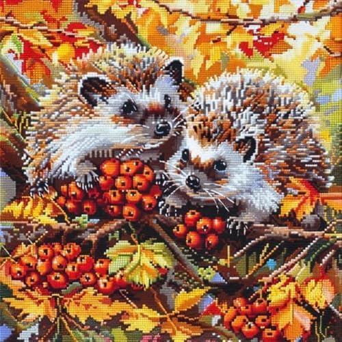 KnüpfKissen Set Erwachsene Kinder mit vordruck Igel Paar Ahorn Blatt Herbst knüpfteppich zum selber knüpfen Kissenbezug Anfänger DIY Handarbeit Stickerei Sets Handgemachtes Handwerk Sofa Wohnkultur 43 von FWRTYCB