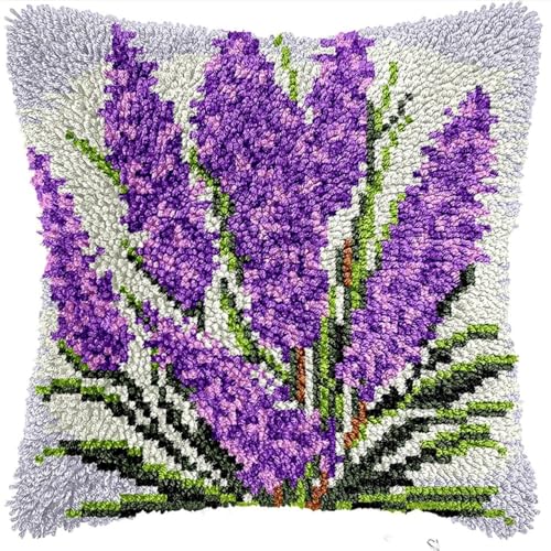 KnüpfKissen Set Erwachsene Kinder mit vordruck Lila Lavendel Blumen Weiß knüpfteppich zum selber knüpfen Kissenbezug Anfänger DIY Handarbeit Stickerei Sets Handgemachtes Handwerk Sofa Wohnkultur 43x43 KnüpfKissen Set Erwachsene Kinder mit vordruck Lila Lavendel Blumen Weiß knüpfteppich zum selber knüpfen Kissenbezug Anfänger DIY Handarbeit Stickerei Sets Handgemachtes Handwerk Sofa Wohnkultur 43x43 von FWRTYCB