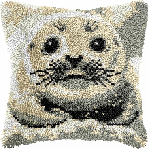 KnüpfKissen Set Erwachsene Kinder mit vordruck Niedliche Sea Otter Robbe Weiß Grau knüpfteppich zum selber knüpfen Kissenbezug Anfänger DIY Handarbeit Stickerei Sets Handgemachtes Handwerk Sofa Wohnku KnüpfKissen Set Erwachsene Kinder mit vordruck Niedliche Sea Otter Robbe Weiß Grau knüpfteppich zum selber knüpfen Kissenbezug Anfänger DIY Handarbeit Stickerei Sets Handgemachtes Handwerk Sofa Wohnku von FWRTYCB