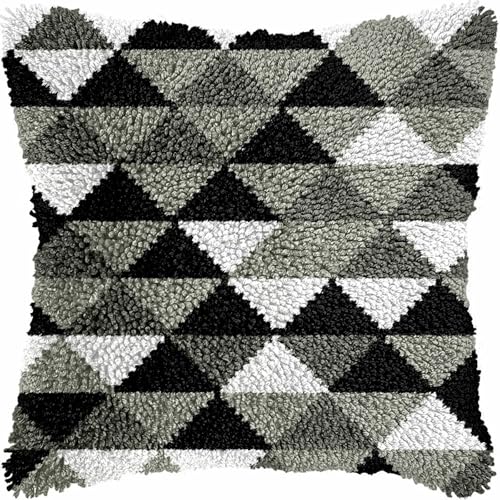 KnüpfKissen Set Erwachsene Kinder mit vordruck Schwarz Weiß Grau Dreieck knüpfteppich zum selber knüpfen Kissenbezug Anfänger DIY Handarbeit Stickerei Sets Handgemachtes Handwerk Sofa Wohnkultur 43x43 KnüpfKissen Set Erwachsene Kinder mit vordruck Schwarz Weiß Grau Dreieck knüpfteppich zum selber knüpfen Kissenbezug Anfänger DIY Handarbeit Stickerei Sets Handgemachtes Handwerk Sofa Wohnkultur 43x43 von FWRTYCB