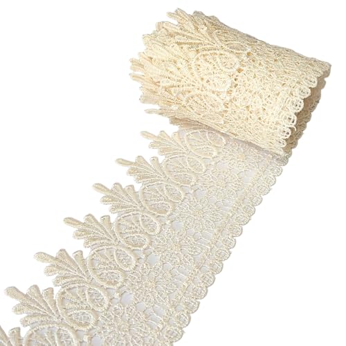 FWXFW Spitzenband mit Blumenrand, Verzierung, Party-Applikation, Nähen, Hochzeitskleid, Zierband, Tischdecke, Vorhang, DIY-Dekoration, 7,5 m, Beige FWXFW Spitzenband mit Blumenrand, Verzierung, Party-Applikation, Nähen, Hochzeitskleid, Zierband, Tischdecke, Vorhang, DIY-Dekoration, 7,5 m, Beige von FWXFW