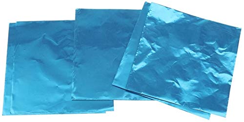 100 Stück quadratisches Aluminiumfolien-Farbbonbon-Geschenkpapier, schönes einfaches einfaches Formen für DIY-Verpackungsbonbons - Blau von FWZJ