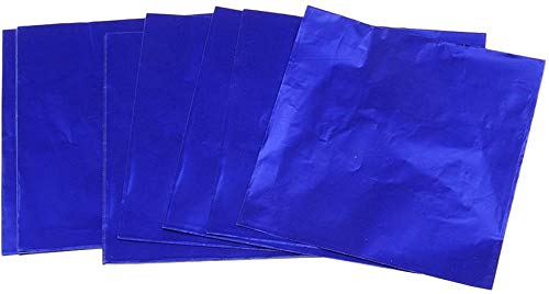 100 Stück quadratisches Aluminiumfolien-Farbbonbon-Geschenkpapier, schönes einfaches einfaches Formen für DIY-Verpackungsbonbons - Dunkelblau von FWZJ
