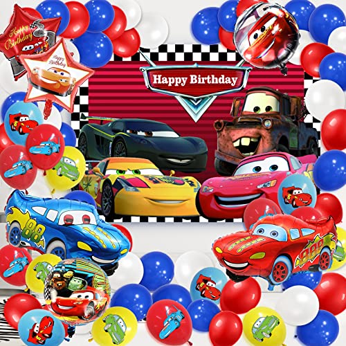 Cars Deko Geburtstag, Auto Geburtstagsparty Deko, Geburtstagsdeko Auto Jungen, Cars luftballon Geburtstag Auto Luftballon Folienballon Cars Latex Ballons Hintergrund für Kinder Party Dekoration von FXFOOT