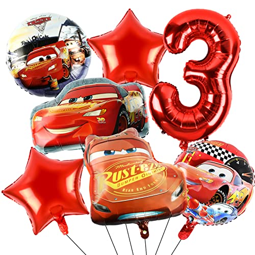 Cars Deko Luftballon 3 Jahre, 7 Stück Geburtstagsparty Deko, Geburtstagsdeko Auto Jungen, Luftballons Party Ballons Folienballon, für Kinder Geburtstag Party Dekoration von FXFOOT