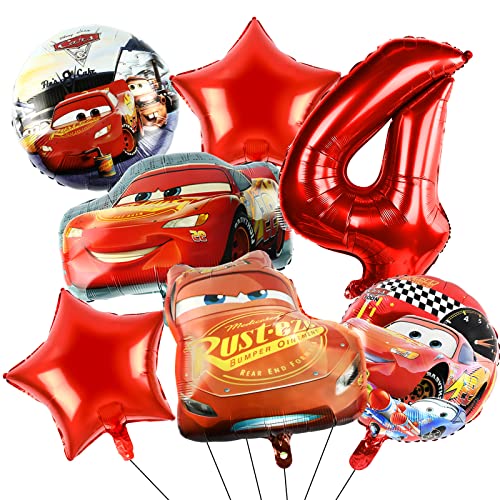 Cars Deko Luftballon 4 Jahre, 7 Stück Auto Geburtstagsparty Deko, Geburtstagsdeko Auto Jungen 4 Jahre, auto Luftballons Party Ballons Folienballon Cars, für Kinder Geburtstag Party Dekoration von FXFOOT