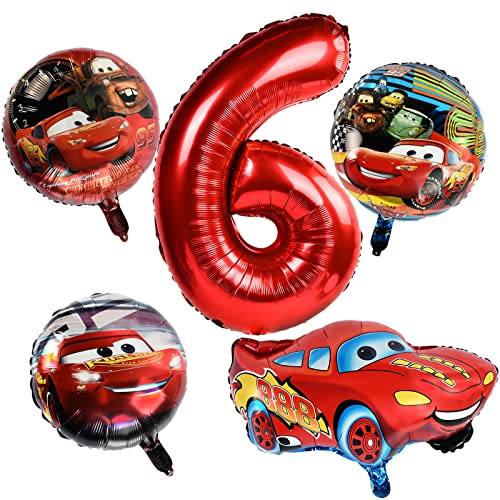 Cars Geburtstagsdeko 6 Jahre, Luftballons Auto Geburtstag Kinder, Auto Luftballon 6 Jahre, Geburtstagsdeko Kinder Auto, Folienballon Cars, für Jungen und Mädchen Geburtstagsfeier Dekoration von FXFOOT