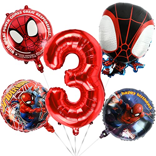 Geburtstagsdeko Kinder 3 Jahre, Spider-man Folienballon, Luftballons Kindergeburtstag, Geburtstag Luftballon 3 Jahre, Spider-man Ballons, für Jungen und Mädchen Geburtstagsfeier Dekoration von FXFOOT