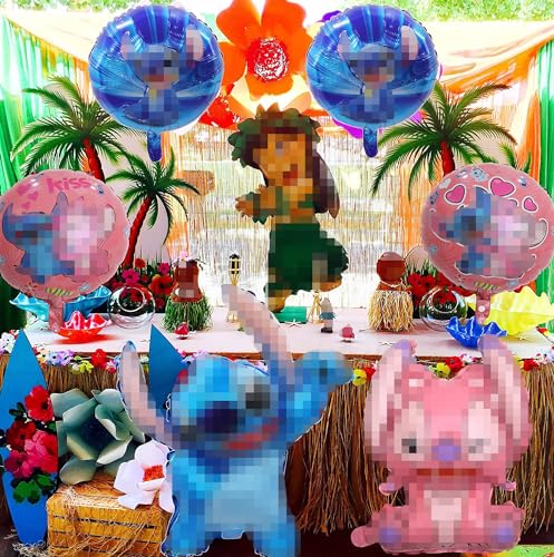 Lilo und Stitch Party Deko, 10 Stück Geburtstag Luftballons, Kindergeburtstag Luftballons, Lilo und Stitch Balloons, Folienballons Geburtstag Set, für Junge und Mädchen Party Dekoration von FXFOOT