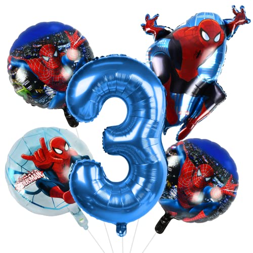 Spider-man Ballon Deko, Geburtstagsdeko 3 Jahr Junge, Spider-man Luftballons Kindergeburtstag Luftballons Party Ballons Spider-man Folienballons für Kinder Geburtstag Party Dekoration von FXFOOT