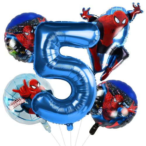 Spider-man Ballon Deko, Geburtstagsdeko 5 Jahr Junge, Spider-man Luftballons Kindergeburtstag Luftballons Party Ballons Spider-man Folienballons für Kinder Geburtstag Party Dekoration von FXFOOT