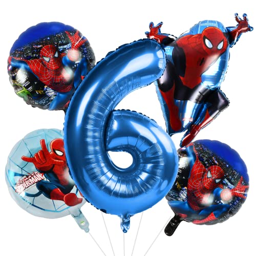 Spider-man Ballon Deko, Geburtstagsdeko 6 Jahr Junge, Spider-man Luftballons Kindergeburtstag Luftballons Party Ballons Spider-man Folienballons für Kinder Geburtstag Party Dekoration von FXFOOT