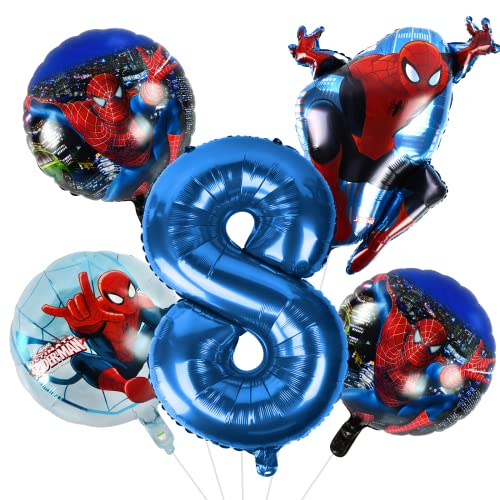 Spider-man Ballon Deko, Geburtstagsdeko 8 Jahr Junge, Spider-man Luftballons Kindergeburtstag Luftballons Party Ballons Spider-man Folienballons für Kinder Geburtstag Party Dekoration von FXFOOT