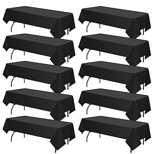 FXKS 10 Stück Schwarze Rechteckig Kunststoff Tischdecken, Premium 137 x 274 cm Einweg-Tischdecken, wasserdichte Einweg Tischdecken für Restaurants Picknicks Party Veranstaltungen Hochzeiten Bankette von FXKS