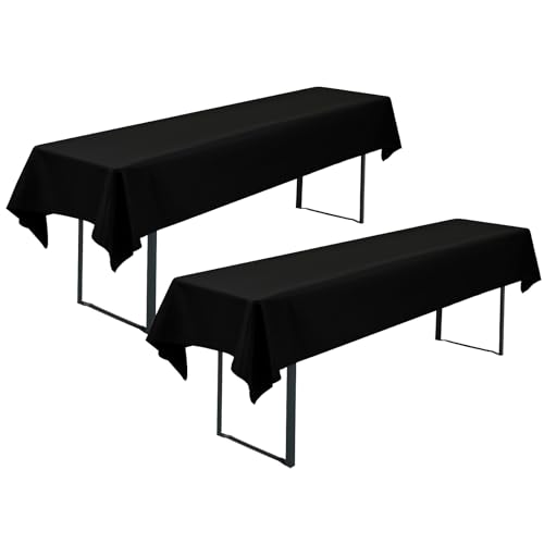 2-Pack Schwarze Bier Tischdecke 110 x 260 cm Polyester Bier Tischdecke, Waschbare und Langlebige Tischdecke Tischdecke für Garten Partys Geburtstagsfeier oder Grill (schwarz) von FXKS