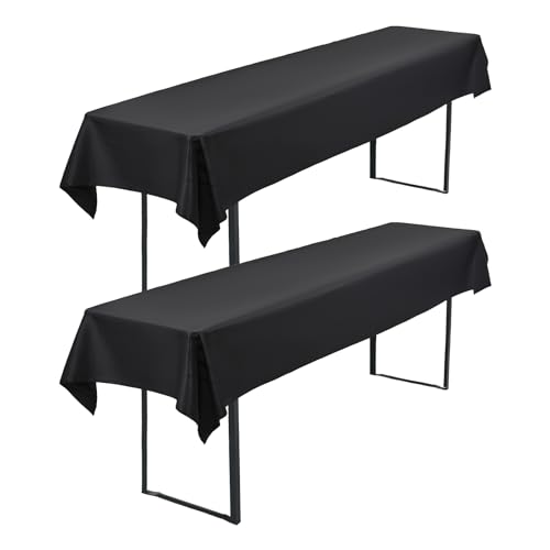 2-Pack Schwarze Bier Tischdeckes 250 x 110 cm Polyester Bier Tischdecke, Waschbare und Langlebige Tischdecke Tischdeckes für Garten Partys Geburtstagsfeier oder Grill (Schwarz) von FXKS