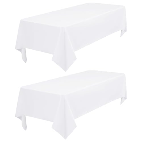 2 Stück Tischdecke Weiße 153 x 260 cm,Rechteck-Tischdecke ür 6 FT Tisch,Fleck und Faltenfreie Waschbare Polyester Gewebe Tischdecke für Hochzeit Dining Partys Events und Restaurant 2 Stück Tischdecke Weiße 153 x 260 cm,Rechteck-Tischdecke ür 6 FT Tisch,Fleck und Faltenfreie Waschbare Polyester Gewebe Tischdecke für Hochzeit Dining Partys Events und Restaurant von FXKS