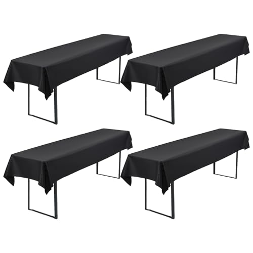 4-Pack Schwarze Bier Tischdeckes 250 x 110 cm Polyester Bier Tischdecke, Waschbare und Langlebige Tischdecke Tischdeckes für Garten Partys Geburtstagsfeier oder Grill (Schwarz) von FXKS