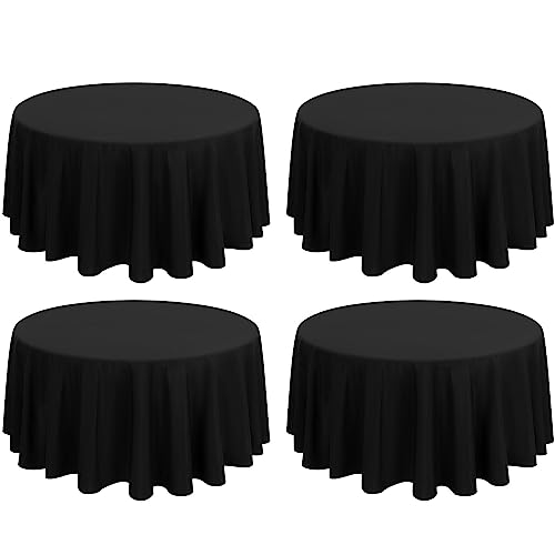 4 Stück Runde Tischdecken 275cm Schwarze Hochwertige Polyester Tischdecken für Runden Tische, Flecken und Knitterfrei Waschbar Dekorative Tischdecke für Hochzeiten Bankette Küche von FXKS
