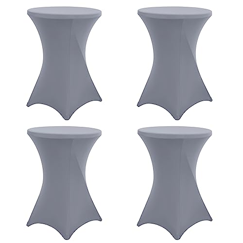 4er-Set Hellgrau Stretch Stehtisch Husse, Spandex Quadratische Ecktischdecke Passend für Ø 80-85cm Kleine Bar Esstische,Waschbare Tischdecken für Mariage Réceptions - und Kneipentische（80×110 cm） von FXKS