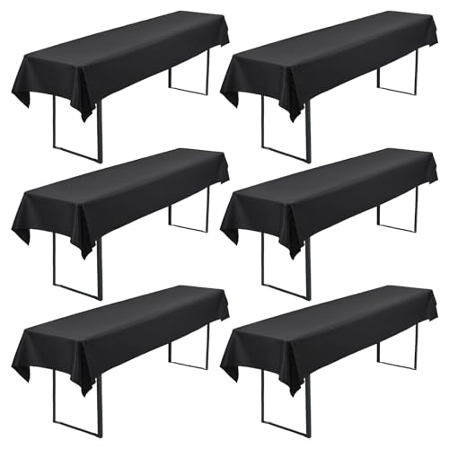 6-Pack Schwarze Bier Tischdecke 250 x 110 cm Polyester Bier Tischdeckes, Waschbare und Langlebige Tischdecke Tischdecke für Garten Partys Geburtstagsfeier oder Grill (schwarz) von FXKS