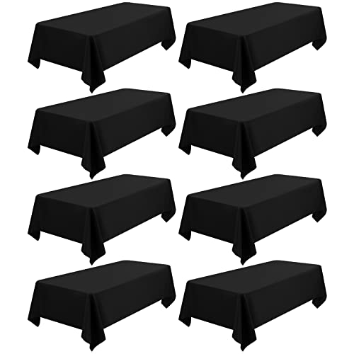 8 Stück Tischdecke Schwarz 153 x 260 cm, Rechteckige 6 FT Tischdecke, Flecken- und Knitterfreie Waschbare Tischdecke aus Polyestergewebe für Hochzeiten, Feiern, Veranstaltungen und Restaurants von FXKS