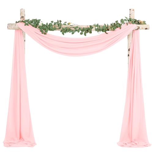 Hochzeit Bogen Drapierung Stoff 4-Platten 73cm x 610cm Rosa Chiffon Vorhang Vorhänge, transparente Hintergrund Vorhang Hochzeit Bogen Dekorationen, Decke Vorhänge für Braut Show Deckendekoration von FXKS