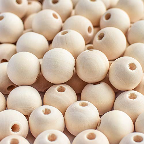 FXSALE 260 Stück 16 mm Holzperlen, natürlich, unlackiert, runde Holzperlen, lose Perlen, Holz-Abstandshalter-Perlen für DIY Handwerk von FXSALE