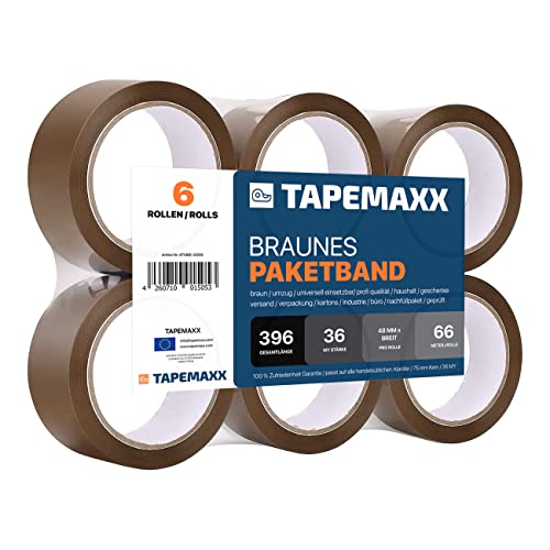 FYBR TAPEMAXX 6 Rollen Paketklebeband Paketband Packband Packing Tape Klebeband Paket Paketbandrolle Verpackungsband 48 mm x 66 m - Basic Verpackungsklebeband Umzug von FYBR