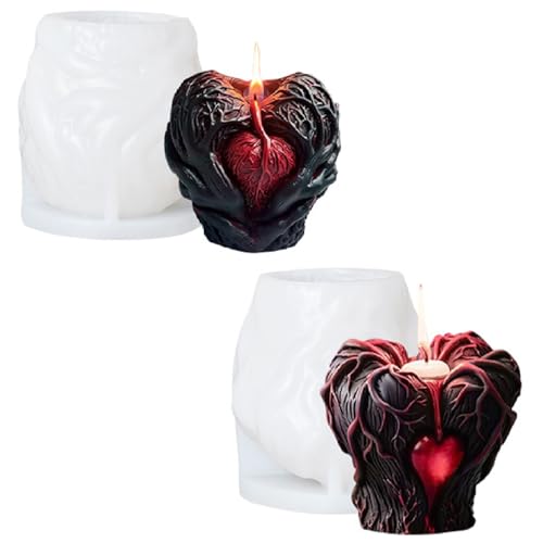 2 Stück Halloween Totenkopf Kerzenform 3D Silikonformen Gießformen, DIY Schädel Hexe Schlange Silikon Kerzen Formen Halloween Deko, Kerzenformen Zum Gießen Set Für Kerzen, Seife, Handwerk (Stil A) von FYBlossom