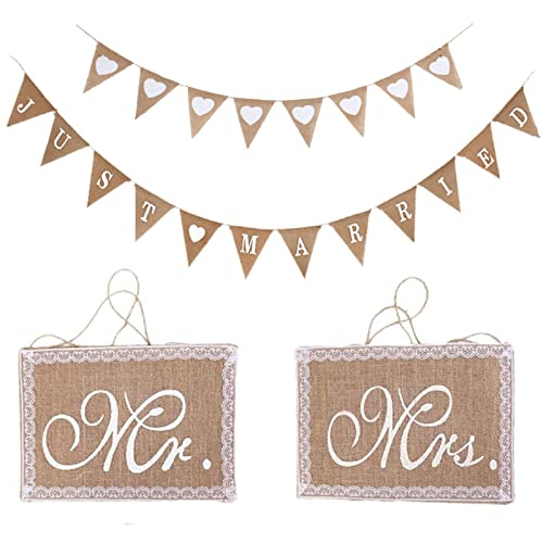 3 Set Hochzeit Wimpelkette Vintage Just Married Girlande/ Jute Herz Girlande/ Mr Mrs Stuhl Banner Set, Sackleinen Hochzeit Banner Hochzeitszeremonie Für Hochzeit Brautdusche Fotorequisiten Dekoration 3 Set Hochzeit Wimpelkette Vintage Just Married Girlande/ Jute Herz Girlande/ Mr Mrs Stuhl Banner Set, Sackleinen Hochzeit Banner Hochzeitszeremonie Für Hochzeit Brautdusche Fotorequisiten Dekoration von FYBlossom