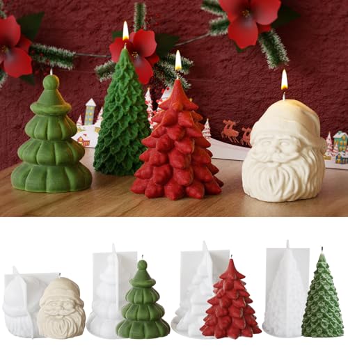 4 Stück Kerzenformen Silikon Weihnachten Weihnachtsbaum Silikonform, 3D Weihnachtsbaum Kerzengießform Kerzenherstellung, DIY Kerzenformen Zum Gießen Weihnachten Deko Für Aromatherapie, Schokolade 4 Stück Kerzenformen Silikon Weihnachten Weihnachtsbaum Silikonform, 3D Weihnachtsbaum Kerzengießform Kerzenherstellung, DIY Kerzenformen Zum Gießen Weihnachten Deko Für Aromatherapie, Schokolade von FYBlossom