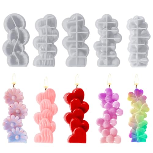 5 Stück Herz Kerzenform Silikon 3D Blume Silikonformen Gießformen, DIY Herzform Kerzen Formen Silikon Kerzengießformen Set, Blumen Kerzenformen Zum Gießen Für Kerzen, Seife, Handwerk 5 Stück Herz Kerzenform Silikon 3D Blume Silikonformen Gießformen, DIY Herzform Kerzen Formen Silikon Kerzengießformen Set, Blumen Kerzenformen Zum Gießen Für Kerzen, Seife, Handwerk von FYBlossom