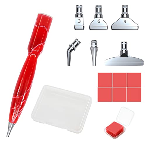 Diamond Pen Zubehör Werkzeugset, 5D Diamond Painting Zubehör Stift Set, DIY Diamant Malerei Stift Zubehör Werkzeuge Mit 6 Edelstahl Metallstiftspitzen/ Malkleber Lehm Für DIY Diamantmalerei Basteln von FYBlossom