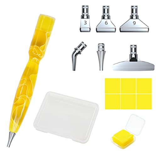 Diamond Pen Zubehör Werkzeugset, 5D Diamond Painting Zubehör Stift Set, DIY Diamant Malerei Stift Zubehör Werkzeuge Mit 6 Edelstahl Metallstiftspitzen/ Malkleber Lehm Für DIY Diamantmalerei Basteln von FYBlossom