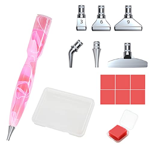 Diamond Pen Zubehör Werkzeugset, 5D Diamond Painting Zubehör Stift Set, DIY Diamant Malerei Stift Zubehör Werkzeuge Mit 6 Edelstahl Metallstiftspitzen/ Malkleber Lehm Für DIY Diamantmalerei Basteln von FYBlossom