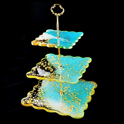 FYBlossom Epoxidharzformen Set,DIY 3-lagig Servierständer Obstschale Modellieren Gießen Epoxidharz Resin Formen Quadratische Silikonform von FYBlossom