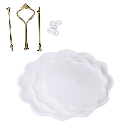 FYBlossom Harzform Servierständer mit 2 Etagere,Epoxidharz Resin Formen,Servierset Servierplatte Servierteller Obstschale Form,Modellieren Gießen (Weiß-1) von FYBlossom