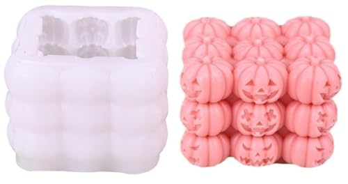 Halloween Kürbis Kerzenform Silikon 3D Silikonformen Gießformen, DIY Würfel Kürbis Kerzen Formen Silikon Kerzengießformen, Halloween Deko Kerzenformen Zum Gießen Für Kerzen, Seife, Handwerk von FYBlossom